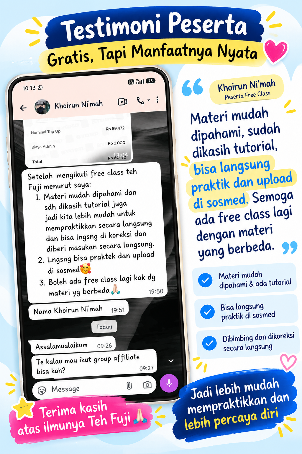 Testimoni peserta Free Class