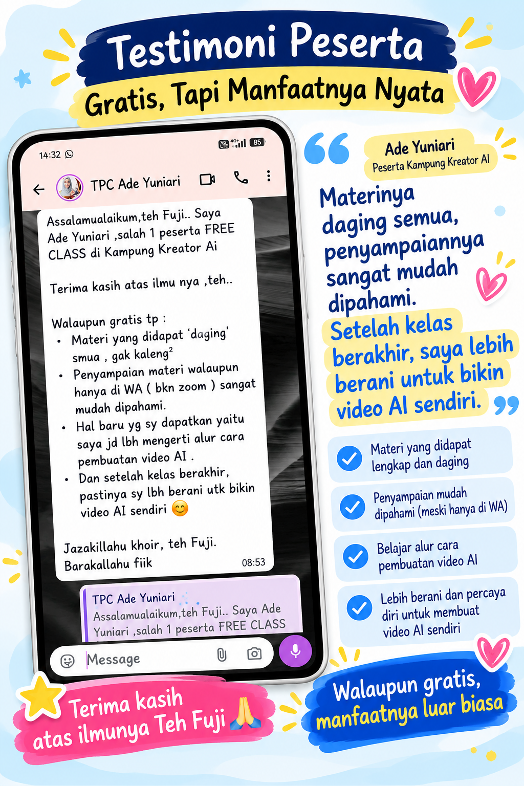 Testimoni peserta kelas AI